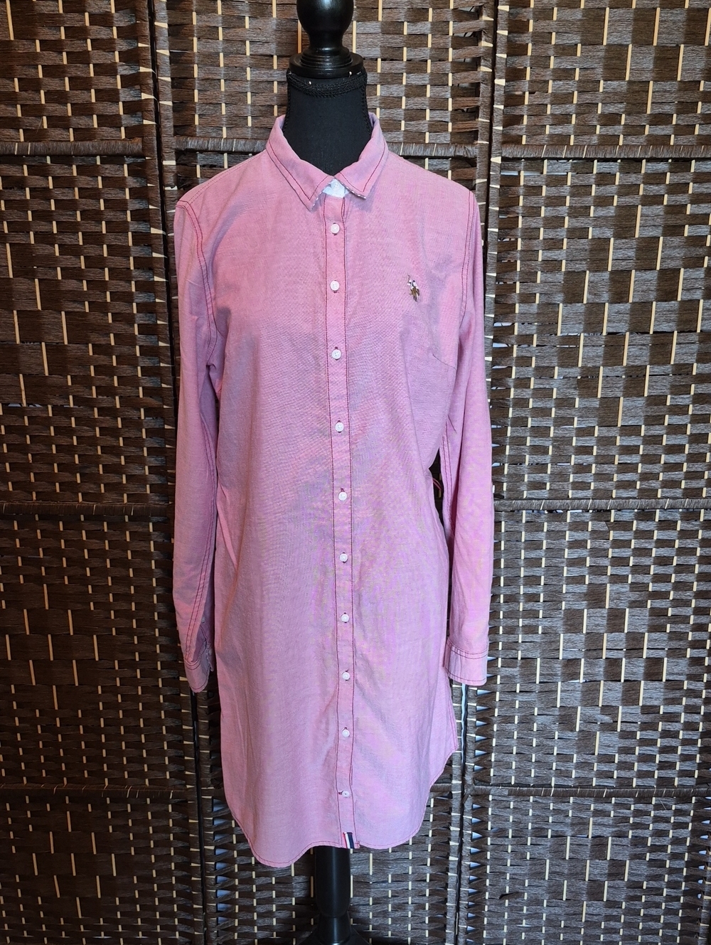 Ralph Lauren Pink Longline Button-Down Shirt Dress